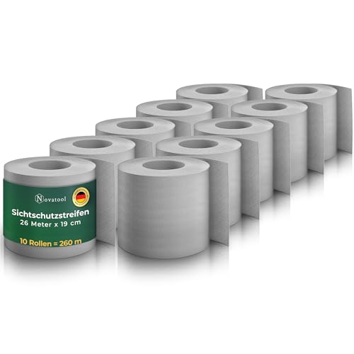 Novatool PREMIUM PP 260m Zaunsichtschutzrollen Fenster Grau für Doppelstabmattenzaun für 100 Reihen Sichtschutzstreifen Zaun Gittermattenzaun Sichtschutzstreifen langlebig & witterungsbeständig von Novatool