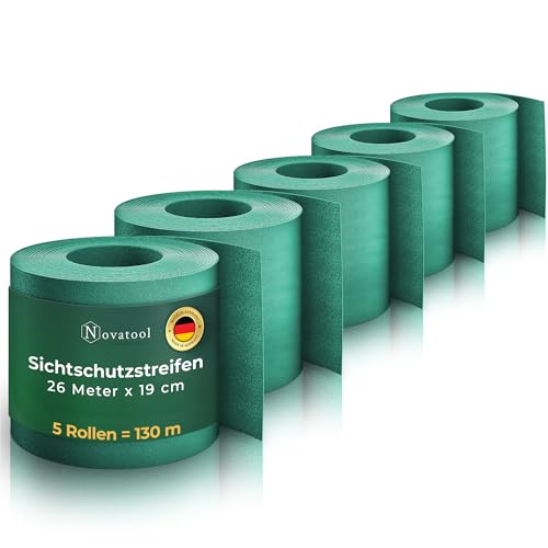 Novatool Premium PP 130m Rollen Nachhaltige Sichtschutzstreifen für Doppelstabmattenzaun Grün für 50 Reihen Stabmattenzaun Sichtschutzstreifen extra stabil UV-Beständigkeit Sichtschutz Garten von Novatool