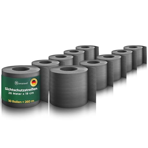 Novatool Premium PP 260m Zaunsichtschutzrollen Anthrazit für Doppelstabmattenzaun für 100 Reihen Sichtschutzstreifen Zaun Gittermattenzaun Sichtschutzstreifen langlebig & witterungsbeständig von Novatool
