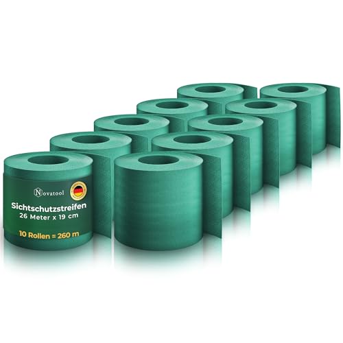Novatool Premium PP 260m Zaunsichtschutzrollen Grün für Doppelstabmattenzaun für 100 Reihen Sichtschutzstreifen Zaun Gittermattenzaun Sichtschutzstreifen langlebig & witterungsbeständig von Novatool