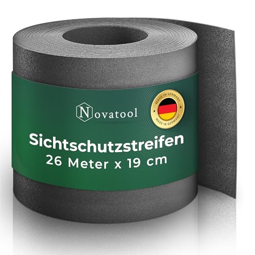 Novatool Premium PP 26m Rolle Sichtschutzstreifen für Doppelstabmattenzaun Anthrazit für 10 Reihen, 1,1 mm extra stabil UV-Beständigkeit Metallzaun Sichtschutzstreifen Zaunelemente Sichtschutz Zaun von Novatool