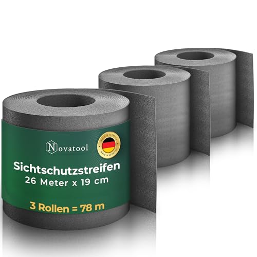 Novatool Premium PP 78m Zaunsichtschutzrollen Anthrazit für Doppelstabmattenzaun für 30 Reihen Sichtschutzstreifen Zaun Gittermattenzaun Sichtschutzstreifen langlebig & witterungsbeständig von Novatool