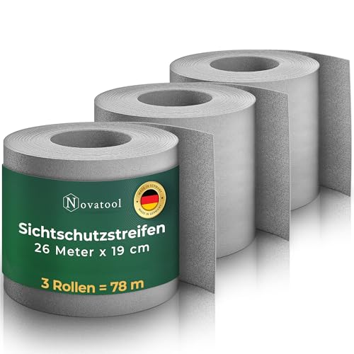 Novatool Premium PP 78m Zaunsichtschutzrollen Fenster Grau für Doppelstabmattenzaun für 30 Reihen Sichtschutzstreifen Zaun Gittermattenzaun Sichtschutzstreifen langlebig & witterungsbeständig von Novatool