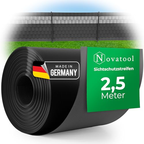 Novatool PP Premium Sichtschutzstreifen für Doppelstabmattenzaun ANTHRAZIT GRAU 2,5m hochwertige Stabmattenzaun Sichtschutzstreifen anthrazit mit Rillen witterungsbeständig Zaunelemente Sichtschutz von Novatool