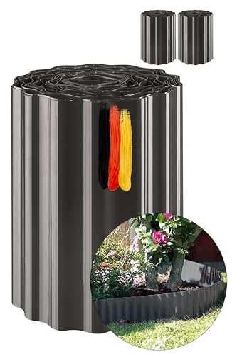 Novatool Rasenkante Kunststoff 15 cm hoch I 2x9 Meter I Anthrazit I Beeteinfassung Gießrand Begrenzung Garten Beetumrandung Beeteingrenzung Rasenbegrenzung Rasenumrandungen Beetumrandungen von Novatool