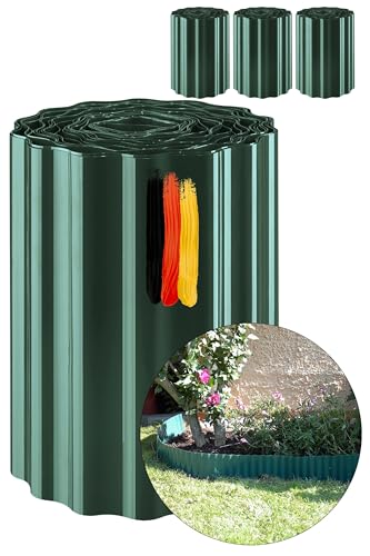 Novatool Rasenkante Kunststoff 15 cm hoch I 3x9 Meter I Grün I Mähkante Gartenbeet Umrandung Beetkante Wurzelschutzbahn Rhizomsperre für Bambus Wurzelstopp Unkrautsperre Wurzelbarriere Wurzelsperre von Novatool