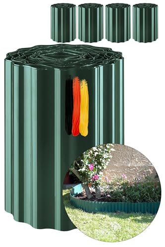 Novatool Rasenkante Kunststoff 15 cm hoch I 4x9 Meter I Grün I Garten Abgrenzung Teichrandband Beetwege Zierzaun Gartenstein Umrandung Gartenumrandung Rasenkantenprofile Vorgartenzaun von Novatool