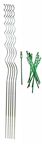 Novatool Tomatenstäbe 5 x1700 mm 10er und Pflanzenbinder I Tomaten Befestigungsset I Rankhilfe Baumbinder von Novatool