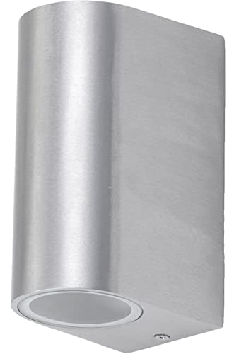 Novatool Wandleuchte I Aluminium IP44 I Silber I 2x GU10 I 9,4x6,5x14,5 cm I Außenlampe Außenleuchte Garten Wandlampe Wandstrahler Außen Außenbeleuchtung Lampe Außenbereich Lampe außen Wand von Novatool