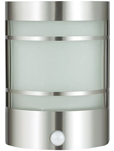 Novatool Wandleuchte I mit Bewegungsmelder I Edelstahl IP44 I E27 Sockel I 11,5x13,5x19 cm I Außenlampe Außenleuchte Garten Wandlampe Wandstrahler Außen Außenbeleuchtung Lampe Außenbereich von Novatool