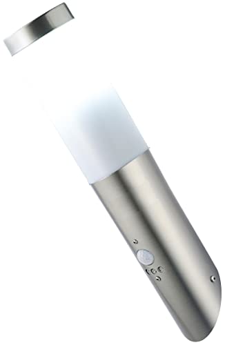 Novatool Wandleuchte I mit Bewegungsmelder I Edelstahl IP44 I E27 Sockel I Ø7x8H36 cm I Außenlampe Außenleuchte Garten Wandlampe Wandstrahler Außen Außenbeleuchtung Lampe Außenbereich von Novatool