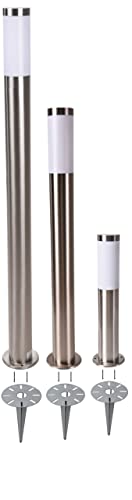 Novatool Wegeleuchten I 45 cm + 80 cm + 110 cm I mit Erdspieß I Edelstahl I IP44 I E27 Sockel I Wegebeleuchtung aussen Aussenleuchten Garten Standleuchte Terassenleuchte Gartenleuchte stehend von Novatool