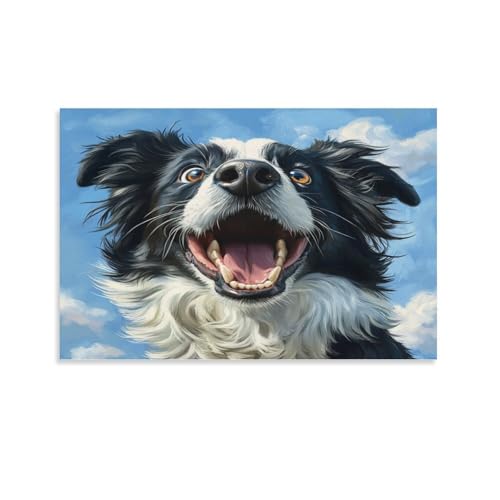 NoveAurora Der Border Collie Wandbild Leinwand Gemälde Wand-DekoRatteionen Poster Kunstdruck Für Schlafzimmer WanddekoRatteion Gerahmt 16x24inch(40x60cm) von NoveAurora