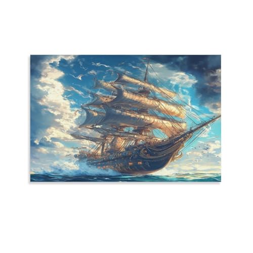 NoveAurora Segelboot Wandbild Leinwand Gemälde WanddekoRatteion Wandposter Kunstdruck Für Schlafzimmer WanddekoRatteion Gerahmt 16x24inch(40x60cm) von NoveAurora