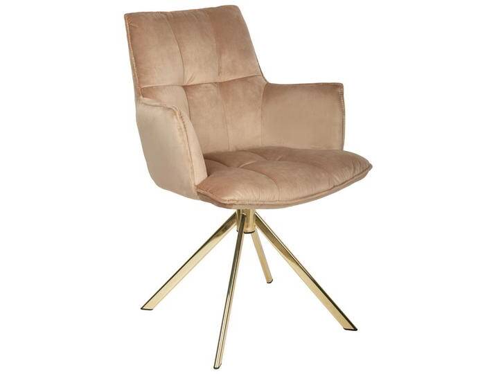 Novel ARMLEHNSTUHL, Gold, Hellbraun, Metall, Drehkreuz, 59x89.5x63 cm, Sitzfläche 360° drehbar, automatische Rückholfunktion, Stoffauswahl, Stühle von Novel
