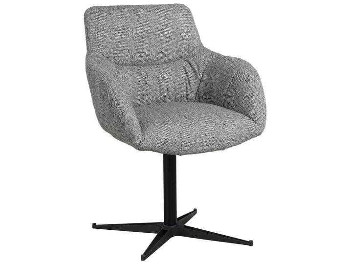 Novel ARMLEHNSTUHL, Grau, Schwarz, Metall, Rundrohr, Drehkreuz, 63x85x66 cm, Stoffauswahl, Sitzfläche 360° drehbar, Esszimmer, Stühle, von Novel