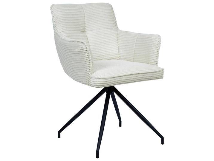Novel ARMLEHNSTUHL, Creme, Schwarz, Metall, Rundrohr, Drehkreuz, 58x84x62.5 cm, Sitzfläche 180° drehbar, automatische Rückholfunktion, Stühle von Novel
