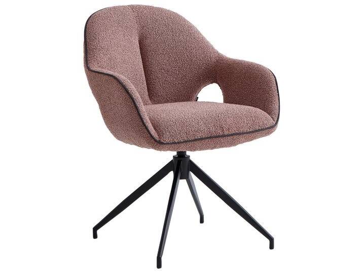 Novel ARMLEHNSTUHL, Schwarz, Hellrot, Metall, Drehkreuz, 62x85x64 cm, Sitzfläche 360° drehbar, automatische Rückholfunktion, Stühle von Novel