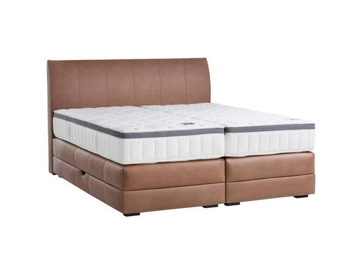 Novel BOXSPRINGBETT, Cognac, Wenge, H2 + H3, 7-Zonen, Höhe ca. 27 cm, 180x200 cm, Bettkasten, gepolstertes Kopfteil, Federkernmatratze, Stoffauswahl, von Novel