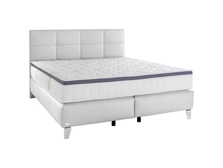 Novel BOXSPRINGBETT, Weiß, Echtleder, Rindleder, H2 + H3, 7-Zonen, Höhe ca. 27 cm, 180x200 cm, Goldenes M, DGM, OEKO-TEX® STANDARD 100, Über- und von Novel