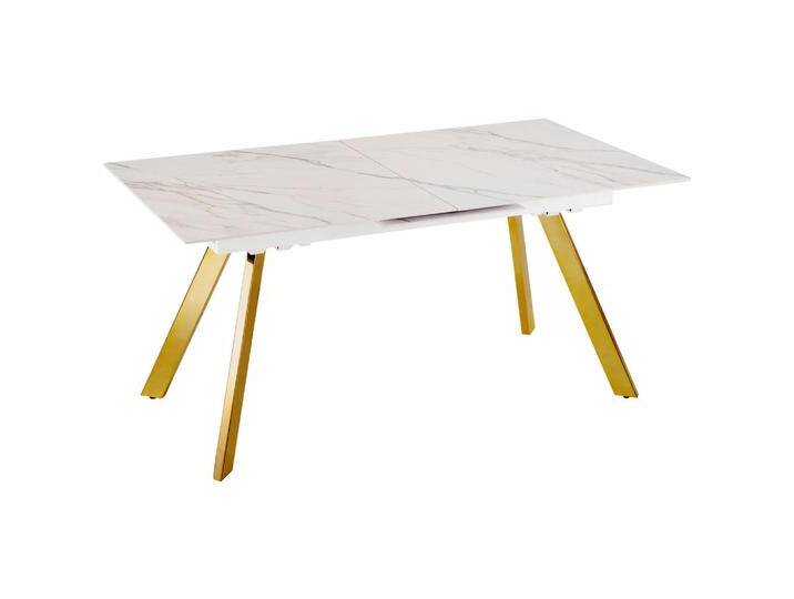 Novel ESSTISCH, Weiß, Gold, Metall, Stein, rechteckig, eckig, 90x76x160-205 cm, ausziehbar, Esszimmer, Tische, Esstische Novel ESSTISCH, Weiß, Gold, Metall, Stein, rechteckig, eckig, 90x76x160-205 cm, ausziehbar, Esszimmer, Tische, Esstische von Novel