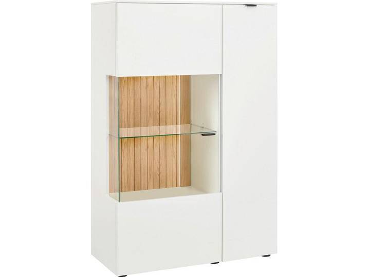 Novel HIGHBOARD, Weiß, Eiche, Metall, Wildeiche, massiv, 7 Fächer, 95x139.6x42 cm, Beimöbel erhältlich, Wohnzimmer, Kommoden & Sideboards, Highboards von Novel