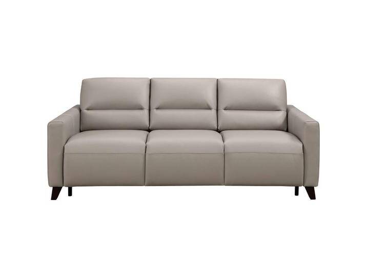 Novel SCHLAFSOFA, Hellgrau, Echtleder, Rindleder, Eiche, Uni, 3-Sitzer, 206x89x97 cm, Wohnzimmer, Sofas & Couches, Sofas, Ledersofas von Novel