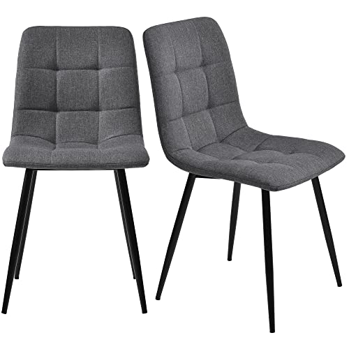 Novela Esszimmerstühle 4er Set – Stühle für Esszimmer & Küche, Leinen Sitzfläche, Metallgestell, mit Rückenlehne – Bequeme Essstühle & Wohnzimmerstühle im modernen Design (Grau) von Novela