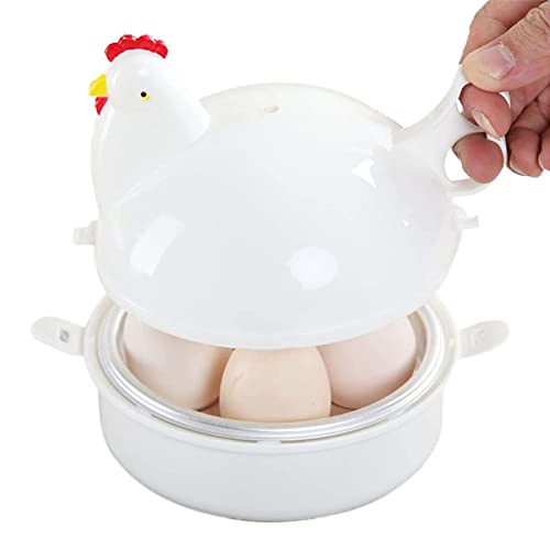 Novent Mikrowellen-Eierkocher - Schneller Eierkocher in Hühnerform - 4 Eier Elektrischer Eierkocher - Safe Kitchen Egg Boiler Steamer Gadgets von Novent