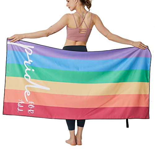 Novetec Mikrofaser Strandtuch Schnell Trocknende Groß 80*160cm, Doppelseitiges Sandfreie Strandlaken Leichte und Saugfähigess Handtücher für Reisen, Schwimmen, Yoga Sport (80 x 160 cm, Regenbogen) von Novetec