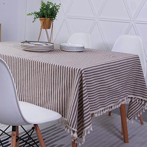 Novetec Tischdecke Rechteckige Baumwolle Leinen Tischtuch Abwischbar Ölbeständig Fleckschutz Tischdecken Pflegeleicht für Drinnen Draussen Garten Esszimmer Party und Festen 100x140 von Novetec