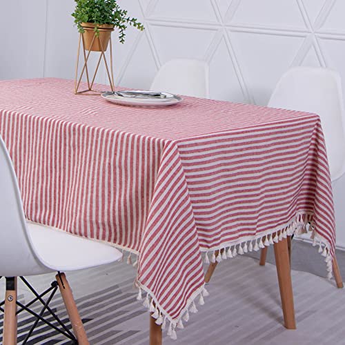 Novetec Tischdecke Rechteckige Baumwolle Leinen Tischtuch Abwischbar Ölbeständig Fleckschutz Tischdecken Pflegeleicht für Drinnen Draussen Garten Esszimmer Party und Festen 140x220 von Novetec