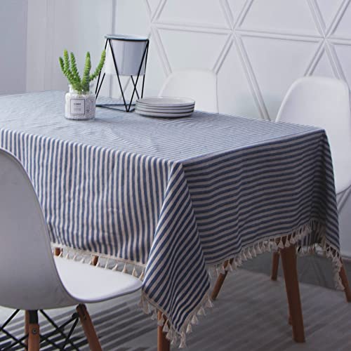 Novetec Tischdecke Rechteckige Baumwolle Leinen Tischtuch Abwischbar Ölbeständig Fleckschutz Tischdecken Pflegeleicht für Drinnen Draussen Garten Esszimmer Party und Festen 140x260 von Novetec