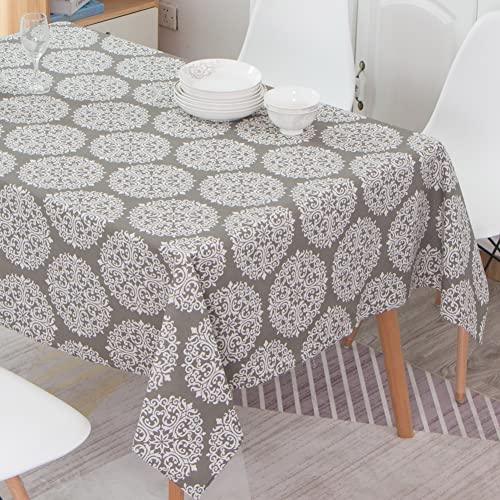Novetec Tischdecke Rechteckige Baumwolle Leinen Tischtuch Abwischbar Ölbeständig Fleckschutz Tischdecken Pflegeleicht für Drinnen Draussen Garten Esszimmer Party und Festen 140x180 von Novetec