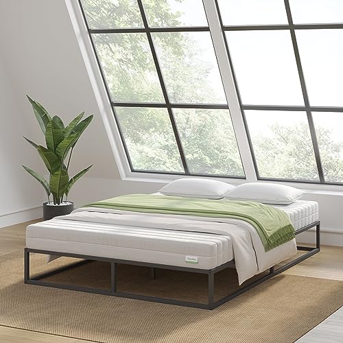 Novilla Bettgestell 140 x 190 cm,Bettrahmen 25 cm Hohe, Bettgestelle mit Lattenrost Holzlattenunterstützung, Stauraum unter dem Bett,Schwarz von Novilla