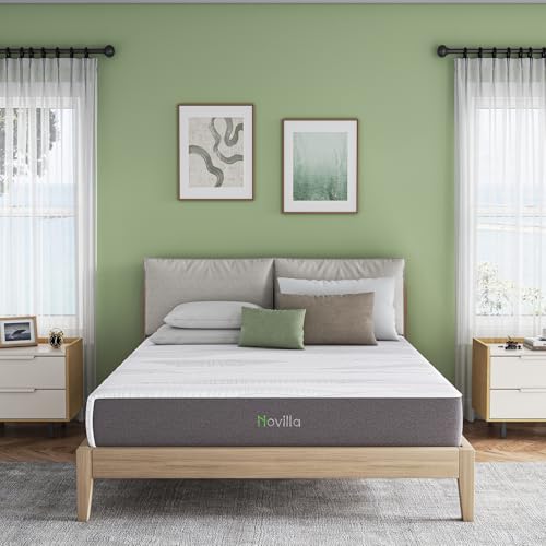 Novilla 30,5 cm Queen-Size-Matratze in Einer Box mit fortschrittlichem kühlendem Gel-Memory-Foam-Bett mit Holzkohle-Stützschicht, mittelfester Druckentlastung und Bewegungsisolierung für ausgewogene von Novilla