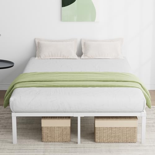 Novilla Bettgestell 160 x 190 cm, Metallbett mit Metall Lattenrosrt, Bettgestelle 30,5cm Höhe, Leichte Monrtaghe und Stauraum unter dem Bett, Weiß Novilla Bettgestell 160 x 190 cm, Metallbett mit Metall Lattenrosrt, Bettgestelle 30,5cm Höhe, Leichte Monrtaghe und Stauraum unter dem Bett, Weiß von Novilla