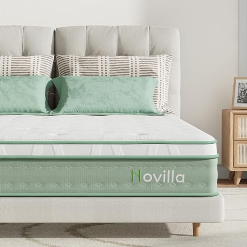 Novilla Doppelbett-Matratzen, 3-Zonen-Gel-Memory-Schaum, Taschenfederkernmatratze, 135 x 190 x 27 cm, Feste Hybrid-Matratzen mit Öko-Tex-Strickgewebe und CertiPUR-US-Schaum, 135 x 190 x 27 cm von Novilla