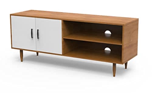 Novilla Lowboard TV-Schrank Fernsehtisch Vintage 1 Tür TV-Regal für Fernseher bis zu 50 Zoll mit 1 Schränken und Regalen, Weiß von Novilla