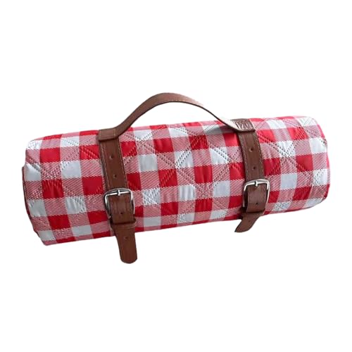 Novimark Picknickdecke, Campingdecke mit wasserdichter Unterseite, rot und weiß 200 x 200 Outdoor-Falt-Campingmatte von Novimark
