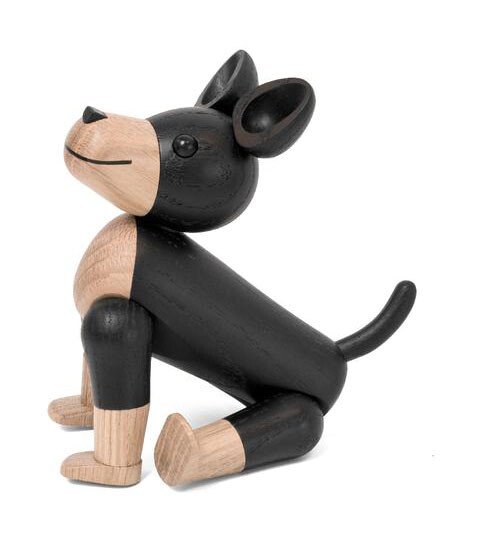 Novoform Charlie the dog Holzfigur natural and black oak von Novoform