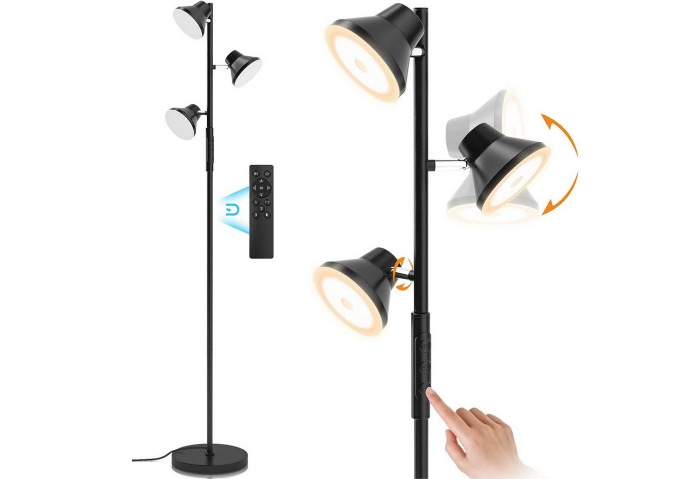 Novostella LED Stehlampe 36W 3 Köpfen LED Stehleuchte Sofalamp 1,75m Stehlampe, LED fest integriert, Tageslichtweiß, Warmweiß, LED Stehlampe Novostella LED Stehlampe 36W 3 Köpfen LED Stehleuchte Sofalamp 1,75m Stehlampe, LED fest integriert, Tageslichtweiß, Warmweiß, LED Stehlampe von Novostella