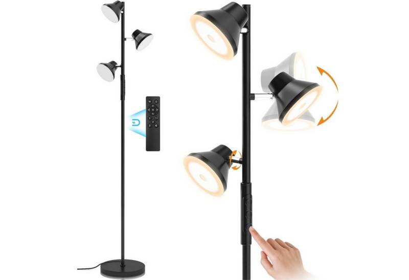 Novostella LED Stehlampe 36W Dimmable 3 Köpfen LED Stehleuchte mit Fernbedienung, LED fest integriert, Tageslichtweiß, LED von Novostella