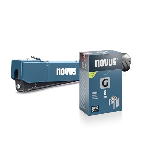 NOVUS TOOLS Hammertacker J-033 Set mit 5000 Klammern │ Robuster Schlagtacker aus Vollmetall mit Soft-Griff und Schnellladesystem │ Für Flachdrahtklammern Typ 11 von 6-10 mm von Novus Tools