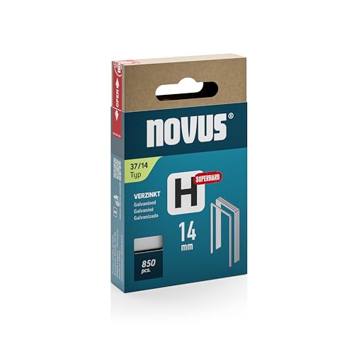 NOVUS TOOLS Feindrahtklammern 14 mm "superhart" für Hammertacker, 850 Tacker-Klammern vom Typ 37/14, Schiebeschachtel, Heftmittel für Stoffe und Gewebe NOVUS TOOLS Feindrahtklammern 14 mm "superhart" für Hammertacker, 850 Tacker-Klammern vom Typ 37/14, Schiebeschachtel, Heftmittel für Stoffe und Gewebe von Novus Tools