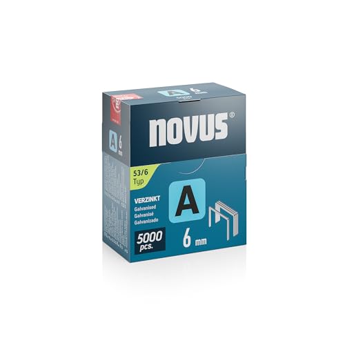NOVUS TOOLS Feindrahtklammern 6 mm, 5000 Tacker-Klammern vom Typ 53/6, Großverpackung, Heftmittel für Stoffe, Gewebe und Maschendraht von Novus Tools
