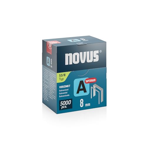 NOVUS TOOLS Feindrahtklammern 8 mm "superhart", 5000 Tacker-Klammern vom Typ 53/8, Großverpackung, Heftmittel für Stoffe, Gewebe und Maschendraht von Novus Tools