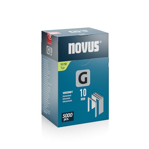 NOVUS TOOLS Flachdrahtklammern 10 mm für Hammertacker, 5000 Tacker-Klammern vom Typ 11/10, Großverpackung, Heftmittel für Folien und Pappe von Novus Tools