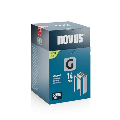 NOVUS TOOLS Flachdrahtklammern 14 mm für Hammertacker, 5000 Tacker-Klammern vom Typ 11/14, Großverpackung, Heftmittel für Folien und Pappe von Novus Tools