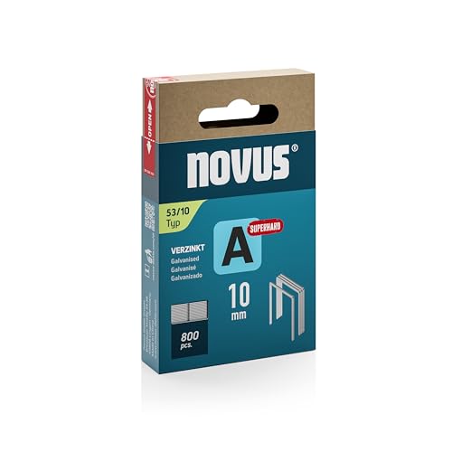 Novus Feindrahtklammern A Typ 53 10 mm (Rückenbreite: 11,3 mm, Drahtbreite: 0,75 mm, 800 Stück, Härtegrad superhart, Material: verzinkter Stahldraht) 042-0778 von Novus Tools